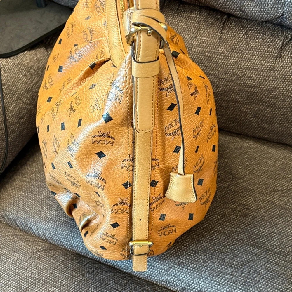 MCM Cognac Visetos Shoulder/ Hobo Bag with  Lock and Key- Clean interior